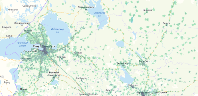 Зона покрытия МТС на карте Сходня 
